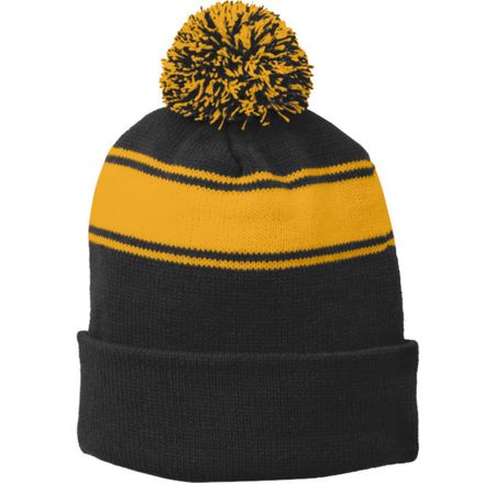 Custom Stripe Pom Pom Beanie